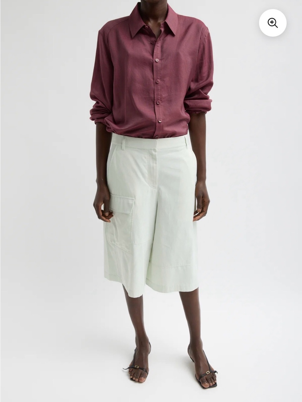 Tibi Drapey Suiting Cargo Shorts in Faded Green size 10